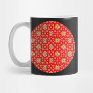 Purple and Lime On Red. A funky retro design in purple, lime and red. Mug